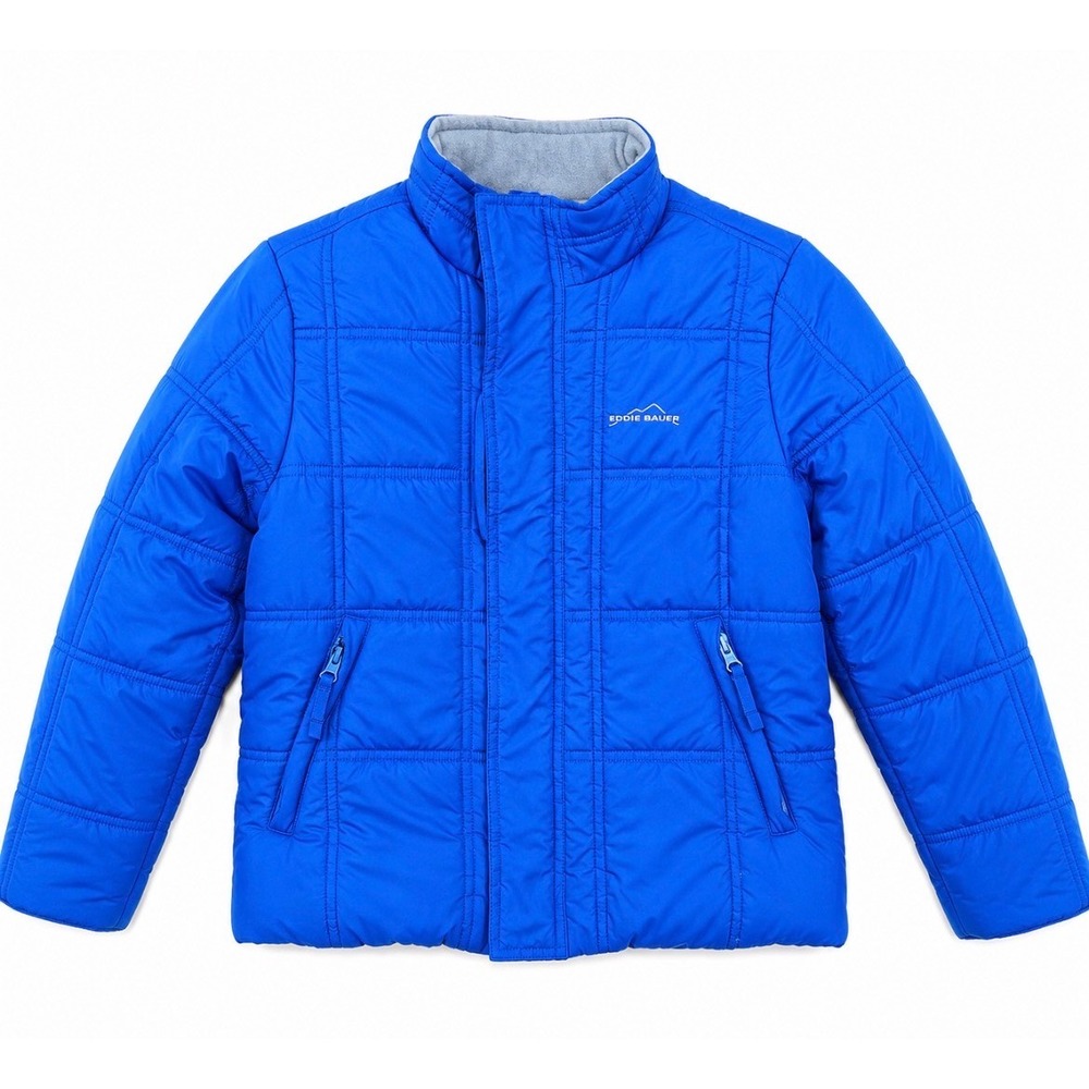 Eddie Bauer Kids Puffer Jacket Size 7 Blue Insulated Winter Coat Full Zip